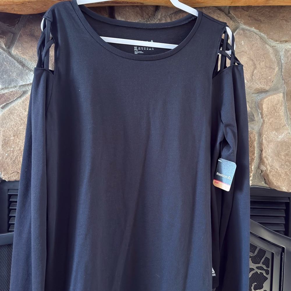 Reebok Women's Black Long Sleeve Cutout Top